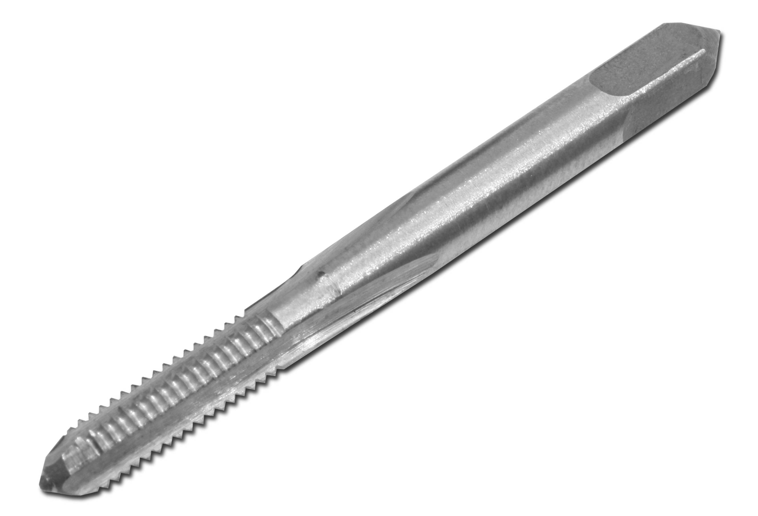 A metal tap with sharp cutting edges, used for cutting internal threads in metal.