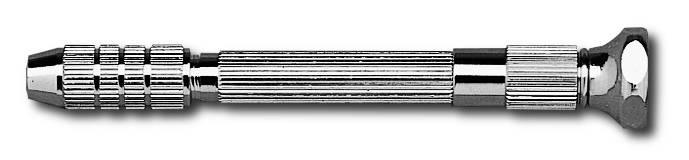Small screwdriver with a knurled handle and interchangeable bit, suitable for precise assembly work.