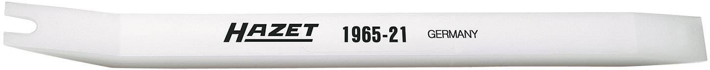 Plastic lever tool with the inscription 'Hazet 1965-21 Germany', used for removing trims and clips in the automotive industry.