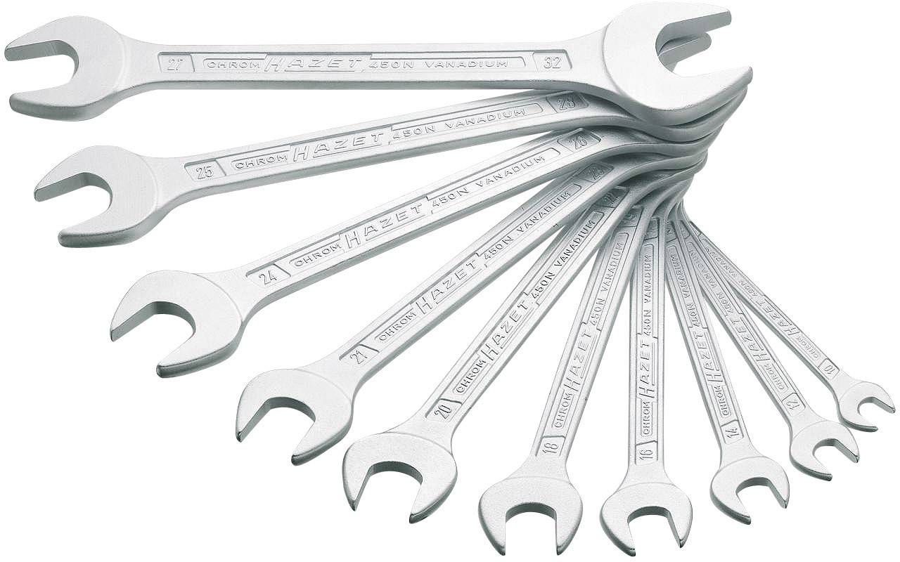 Hazet 450N/10 Double-ended open ring spanner set 10-piece Spanner size (metric) 6 - 32 mm