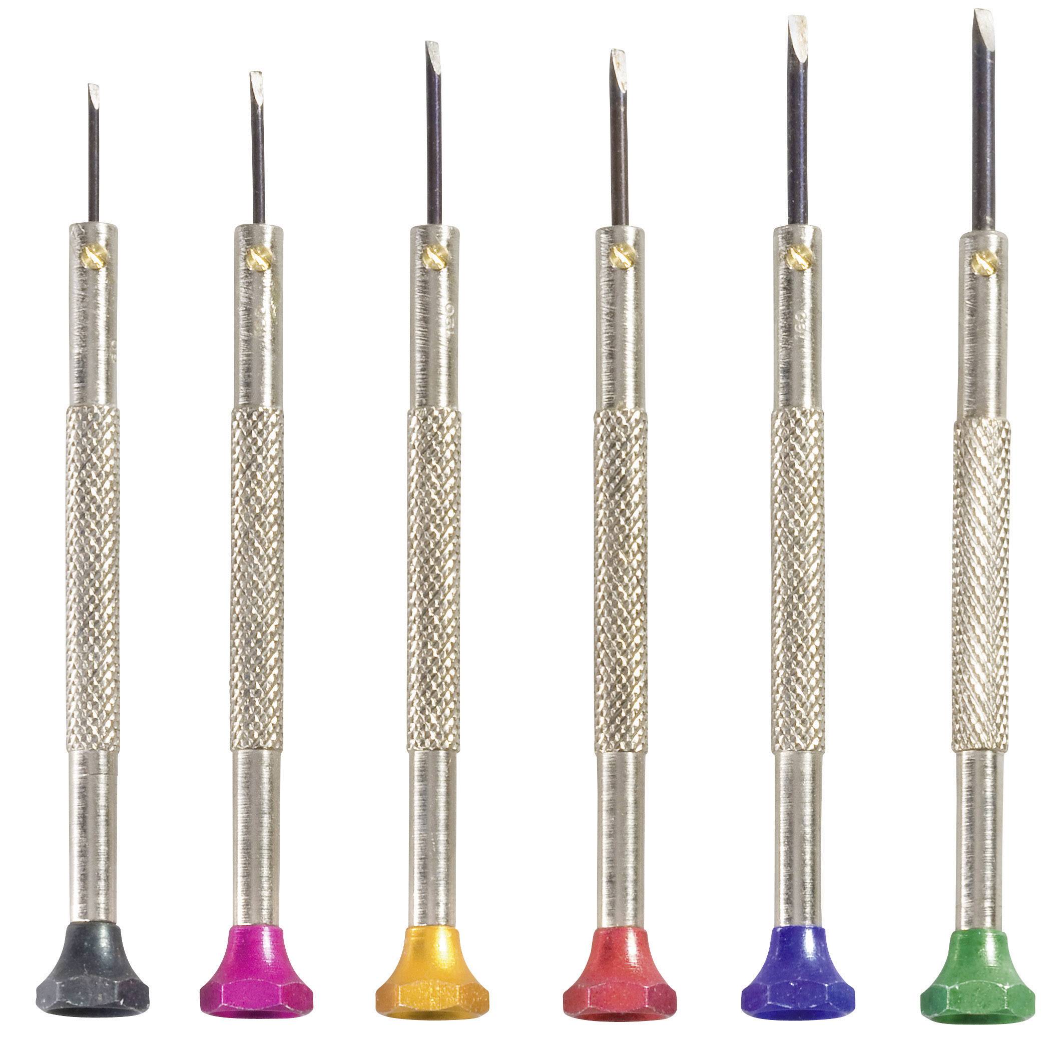 TOOLCRAFT 12-delig Watchmaker screwdriver set 12-piece Blade width: 0.8 mm, 1 mm, 1.2 mm, 1.4 mm, 1.6 mm, 1.8 mm