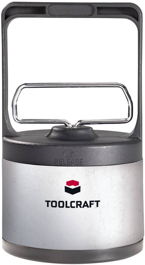 A round magnetic lifter with a handle and the inscription 'TOOLCRAFT' on the front.