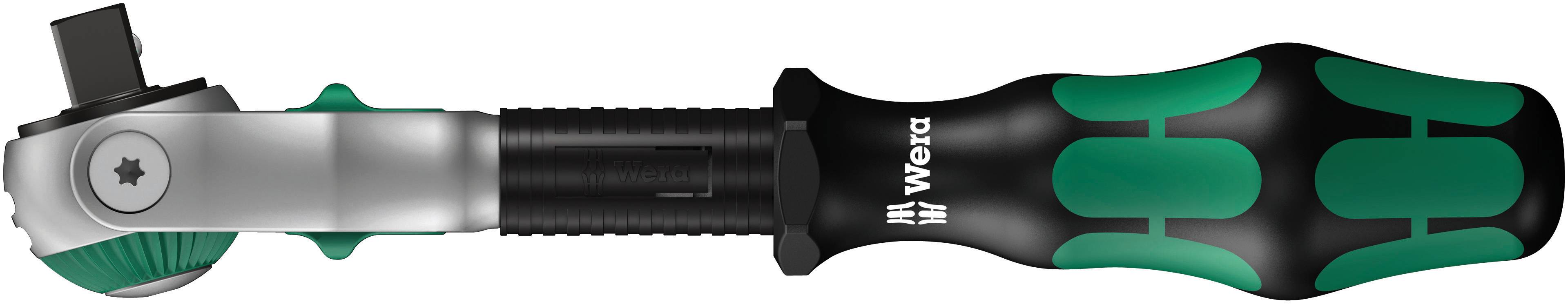 Ratchet with ergonomic handle and green-black design, perfect for precise work in hard-to-reach areas.