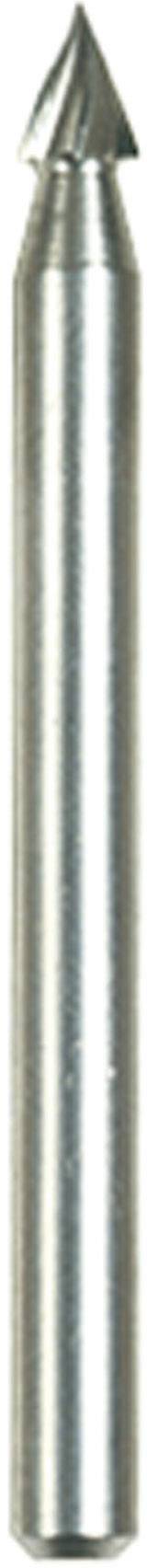 A cylindrical metal tool with a sharp, conical tip. Apparently suitable for precision work or drilling.
