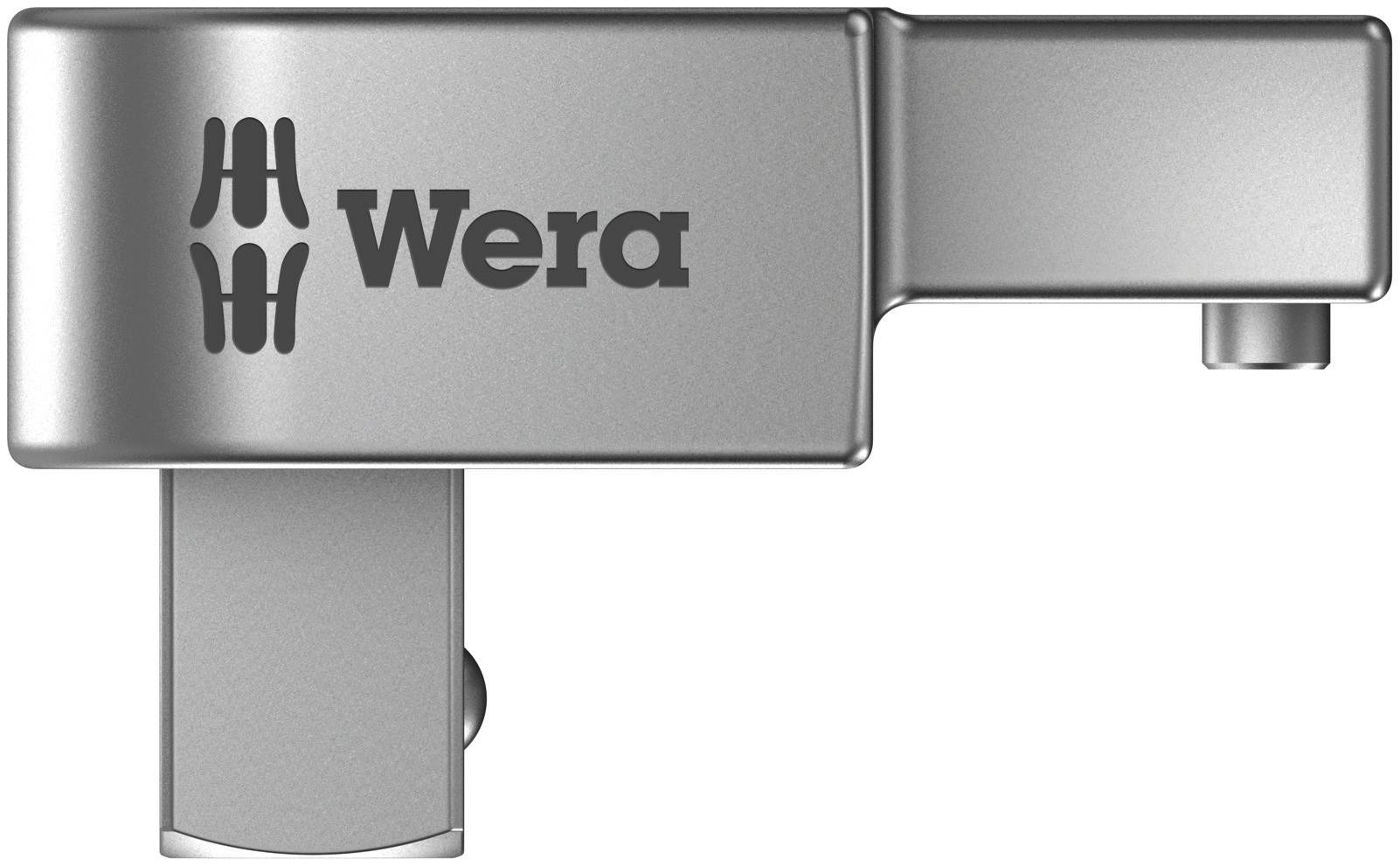 A silver tool adapter part with the inscription 'Wera' and a distinctive logo.