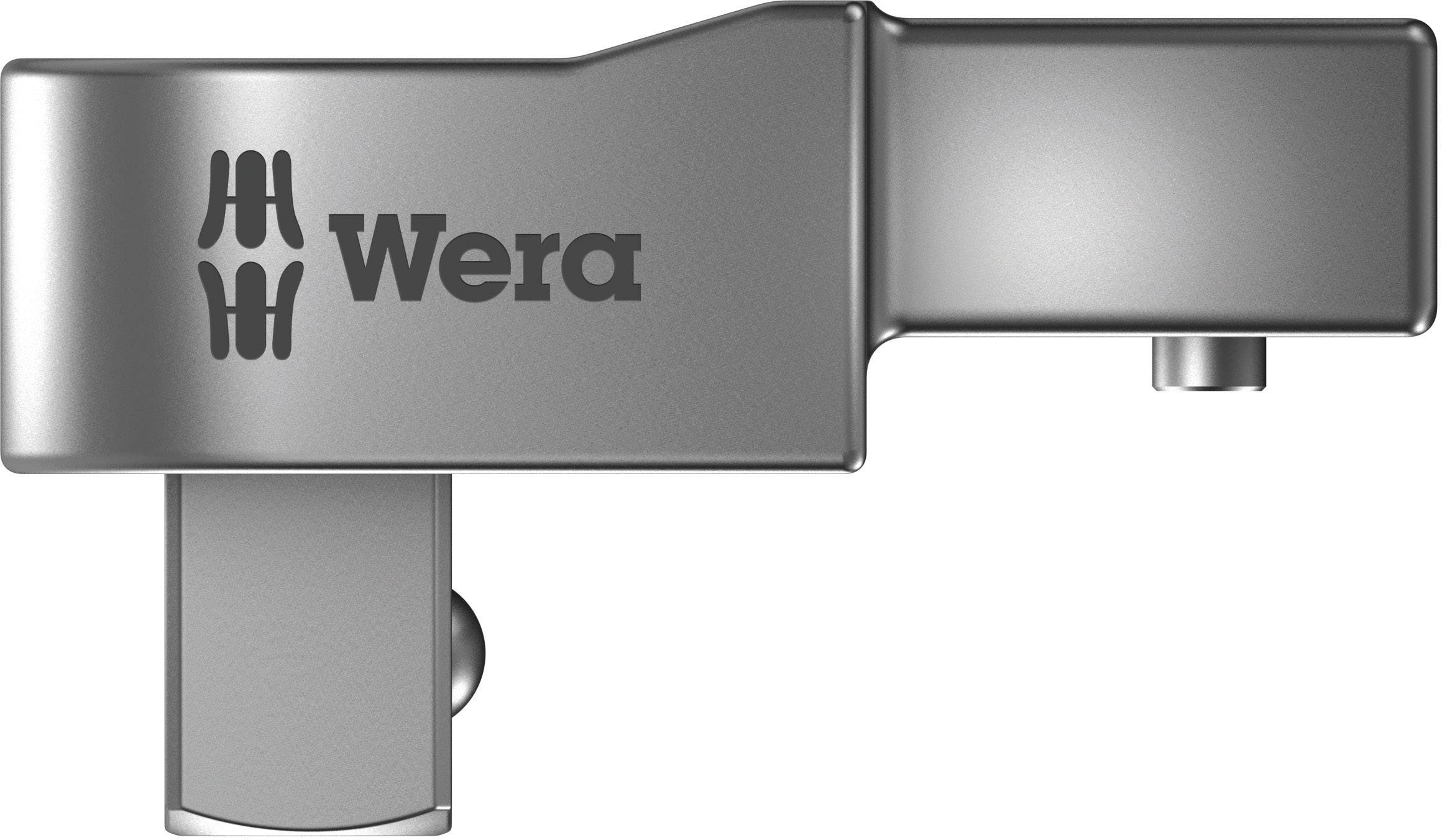 A silver-coloured metal spanner/wrench attachment by Wera, pictured from the side with the logo visible.