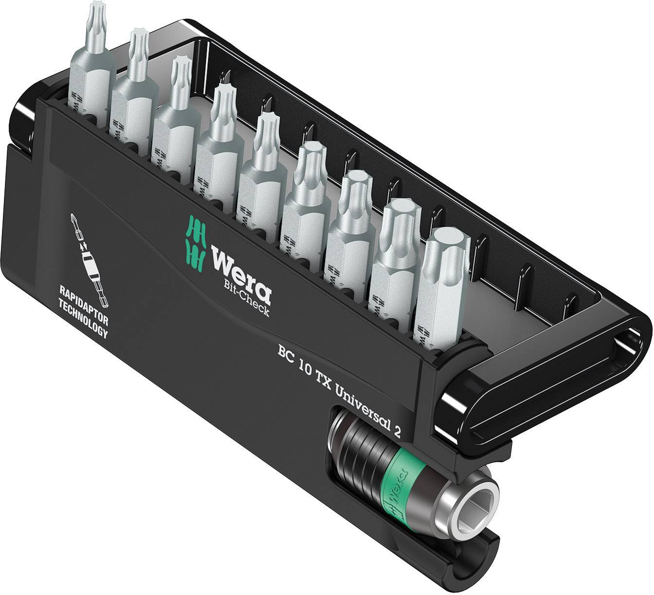 'Wera Bit-Check' with 10 Bits and Holder, Torx Format. Suitable for precise work, renowned for durability and quality.