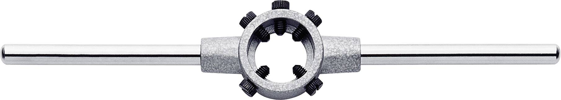 Ein Metall-Schneideisenhalter mit langem Griff horizontal ausgerichtet, dient zum Gewindeschneiden an Stangen oder Rohren.