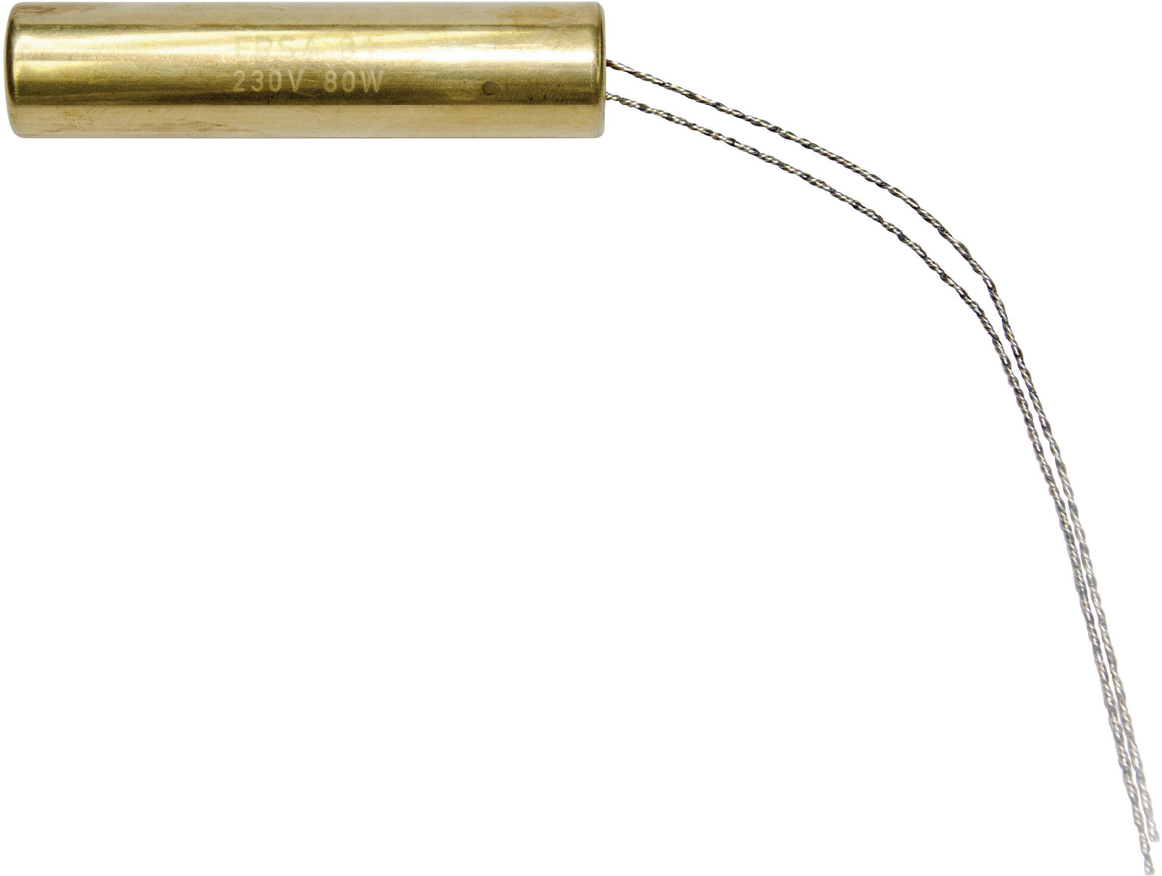 A cylindrical heating element with two protruding wires, suitable for 230V and 80W applications.