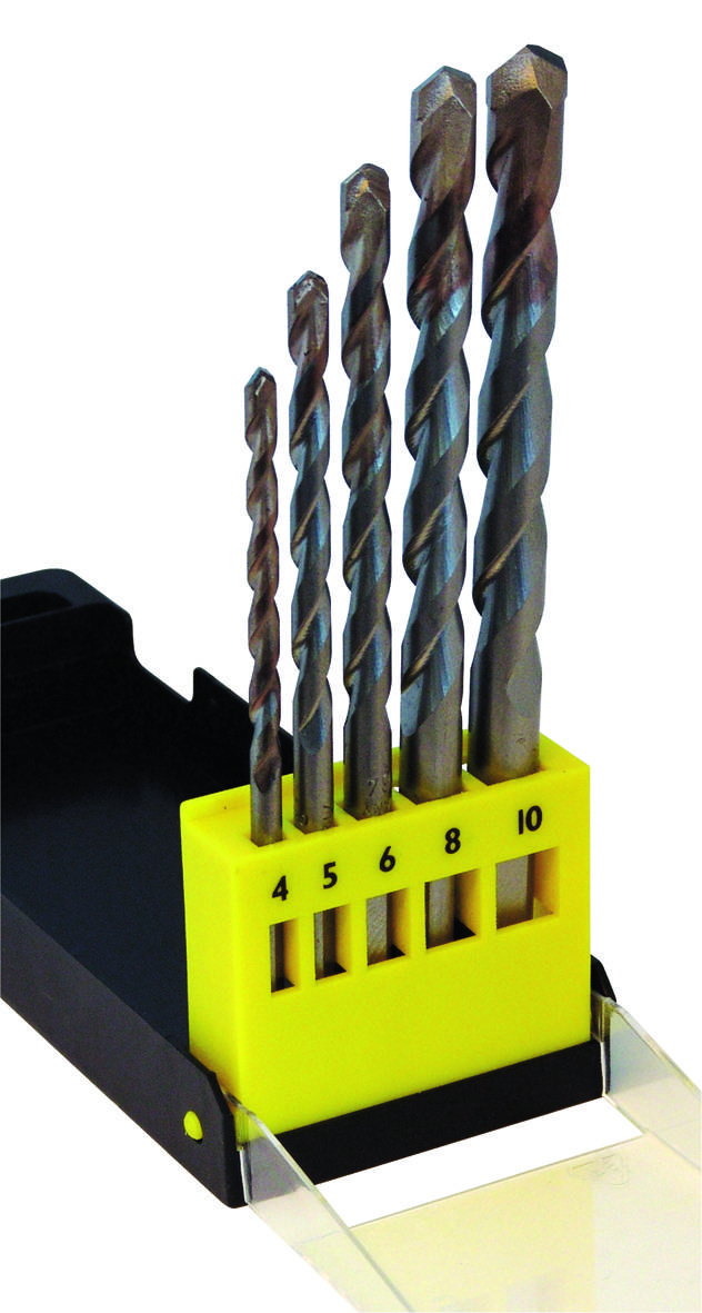 C.K T3063 Carbide metal Multi-purpose drill bit set 5-piece 4 mm, 5 mm, 6 mm, 8 mm, 10 mm Cylinder shank 1 Set