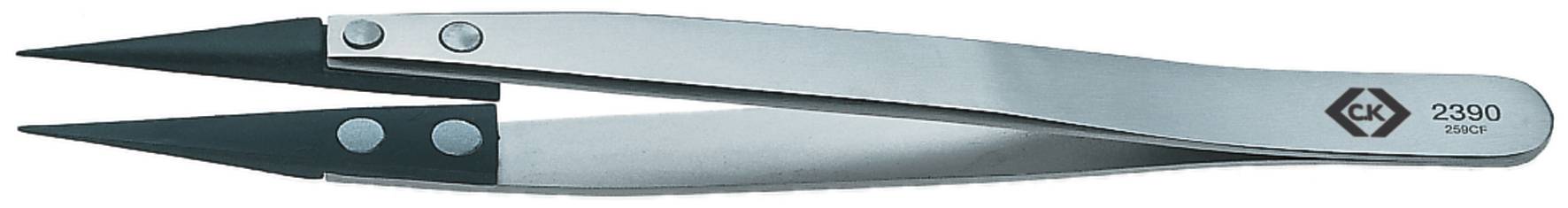 A metal tweezers with a black tip. Two rivets on the left, the logo and inscription '2300 SMD' on the right.