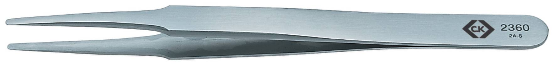 A silver metal tweezers with the inscription 'C.K 2360 7A.L', suitable for precision work.
