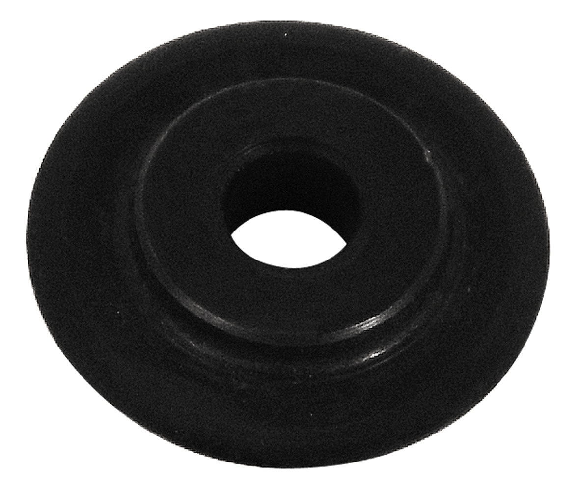 A black rubber disc with a central hole, commonly used as a sealing or insulating material.