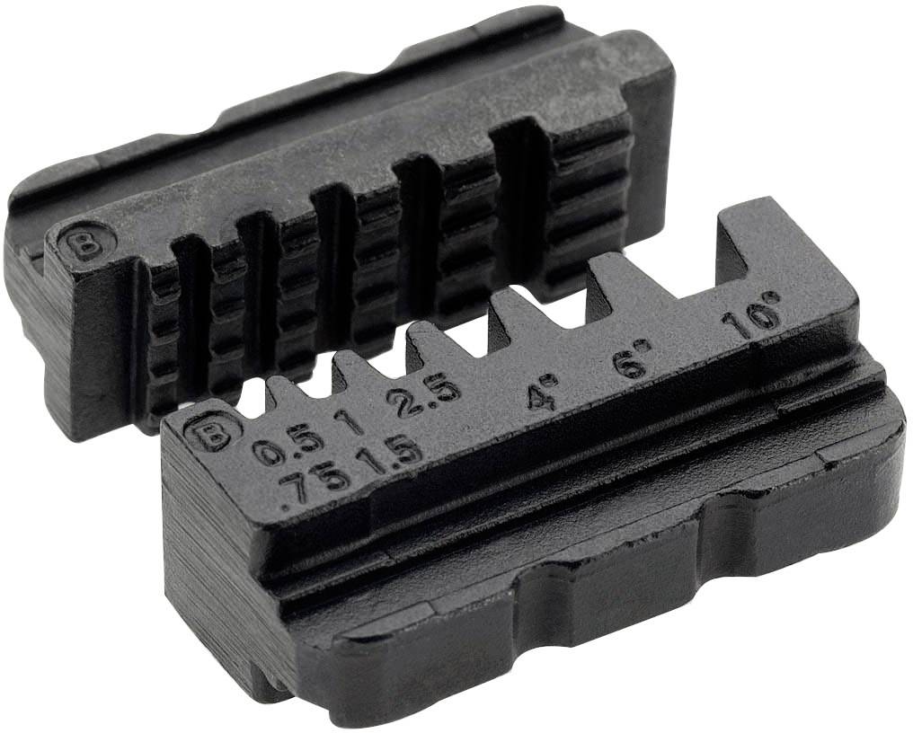 Two black, rectangular plastic parts with numbered grooves and notches, potentially used as spacers or measuring tools.