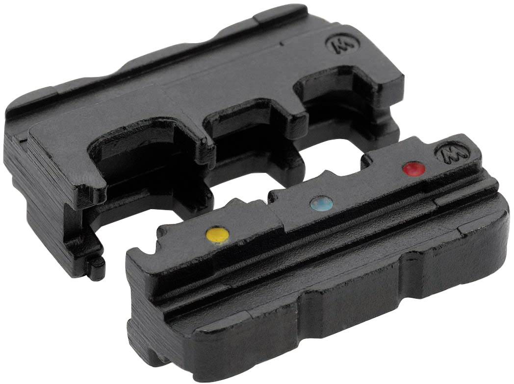 Two black brake pads with coloured dots (yellow, blue, red) for differentiation.