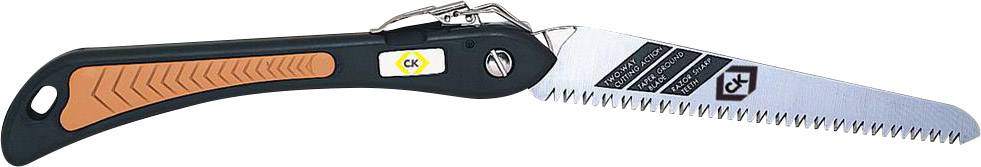 Folding saw with ergonomic handle, steel blade, and safety lock. Perfect for garden work and wood cutting.Translation to British English:Folding saw with an ergonomic handle, steel blade, and safety lock. Ideal for gardening tasks and woodcutting.