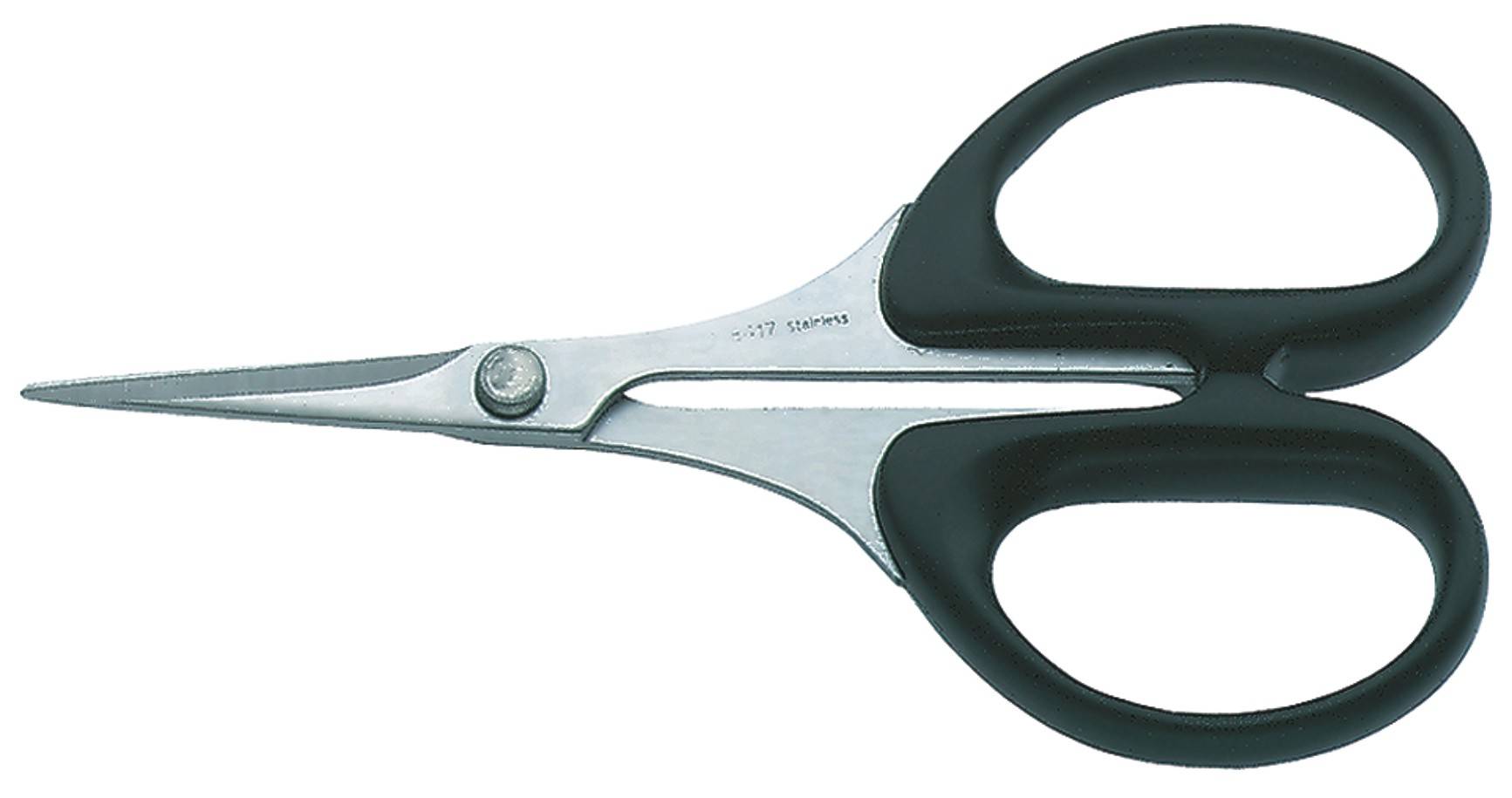 A small pair of scissors with a black handle and silver blade, suitable for precision cutting.