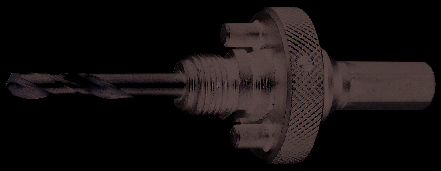 A metallic drill with a black, ribbed handle and two protruding pins, suitable for manual craftsmanship.