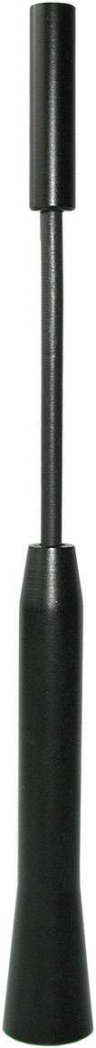 Black lacquered candlestick with a long, slender stem and two cylindrical end pieces. Modern, minimalist design.