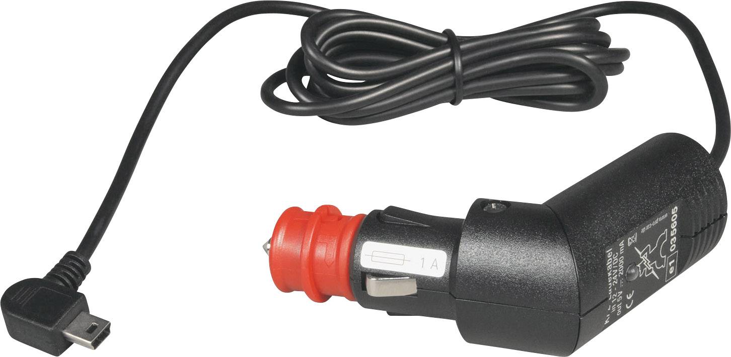 ProCar KFZ CHARGING CABLE+MINI PLUG Max. load capacity=1 A Compatible with (details) Cigarette lighter and standard sockets, Mini