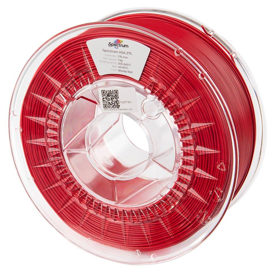 Spectrum Filaments 80300 ASA 275 BLOODY RED Filament ASA UV-resistant, weatherproof, shatter-proof 1.75 mm 1000 g Blood red