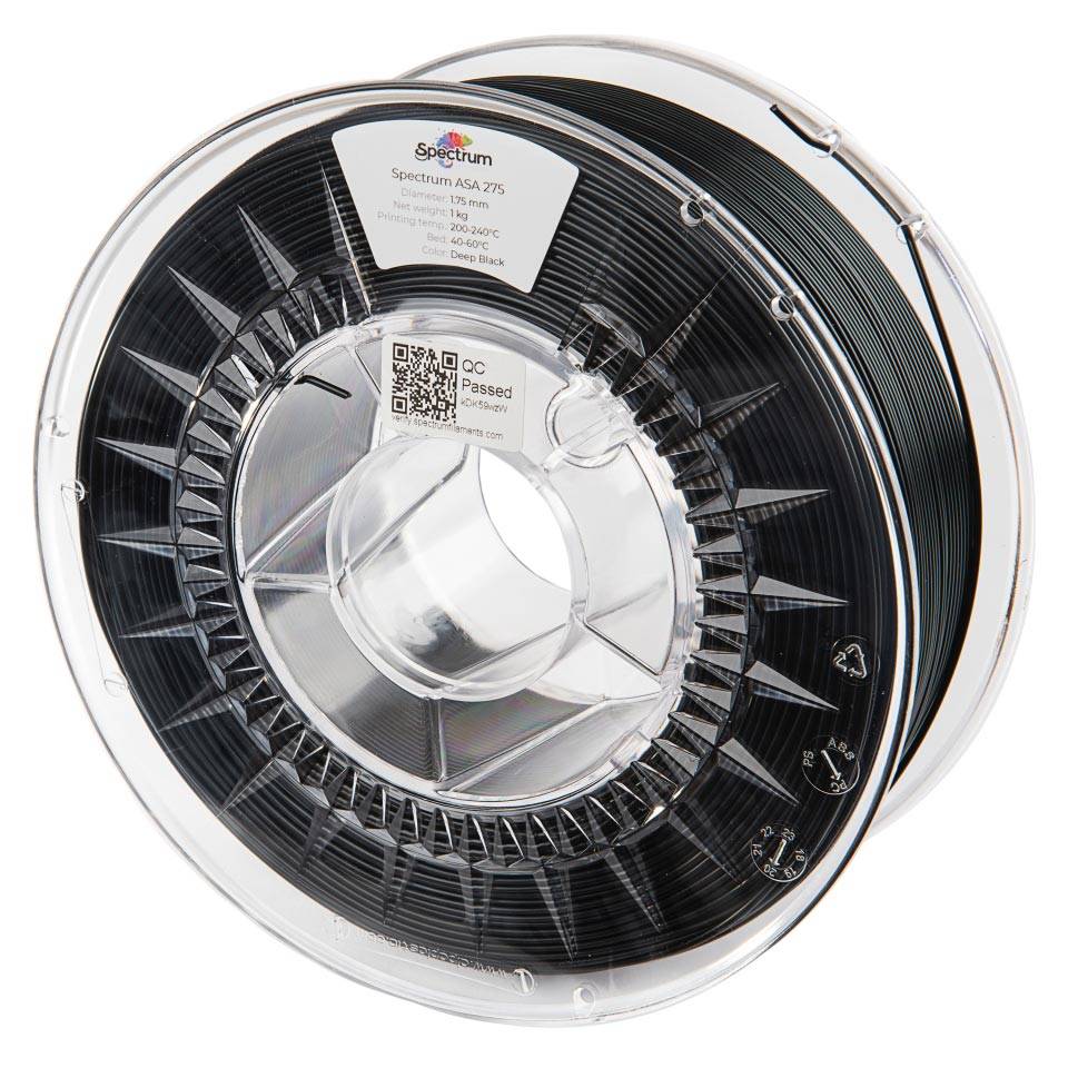 Spectrum Filaments 80302 ASA 275 DEEP BLACK Filament ASA shatter-proof, weatherproof, UV-resistant 1.75 mm 1000 g Jet black