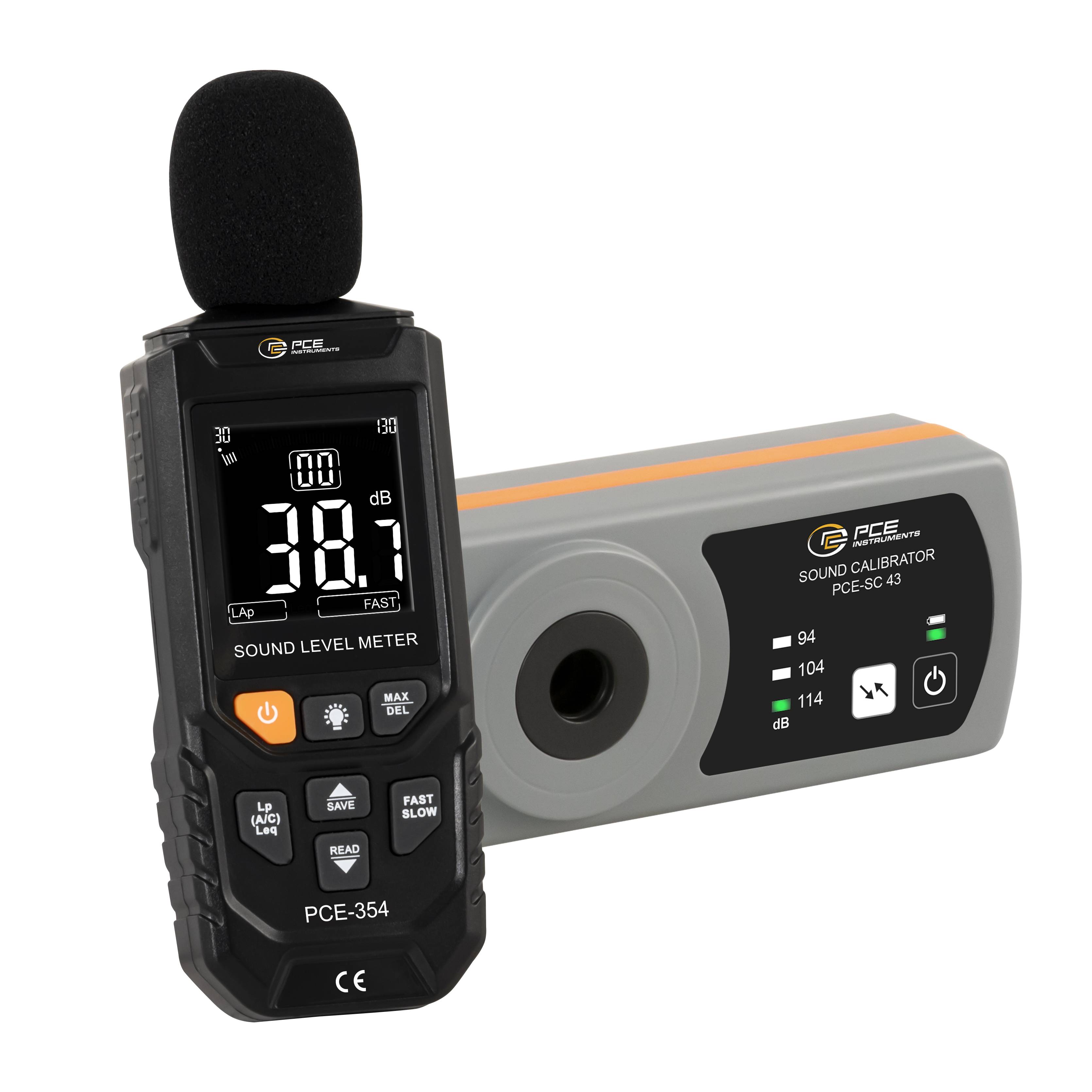 PCE instruments Sound Level Meter PCE-354-SC43 incl. Sound Calibrator |30...130 db |20...12500 Hz |Leq |Lap |LCP