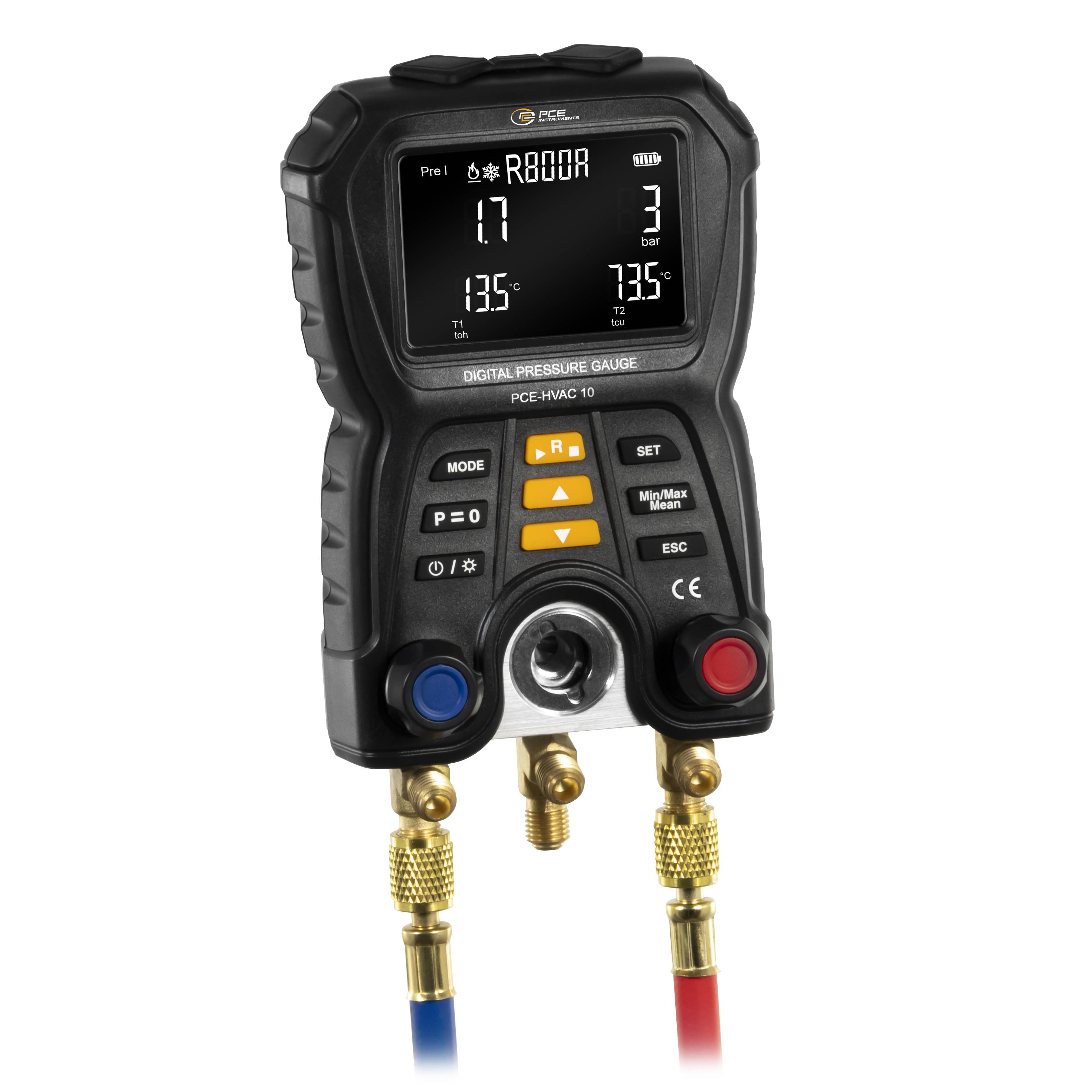 PCE Instruments Pressure Meter PCE-HVAC 10 measurement up to 60 bar |2-way valve block with 3 connections 7/16" – UNF |IP42