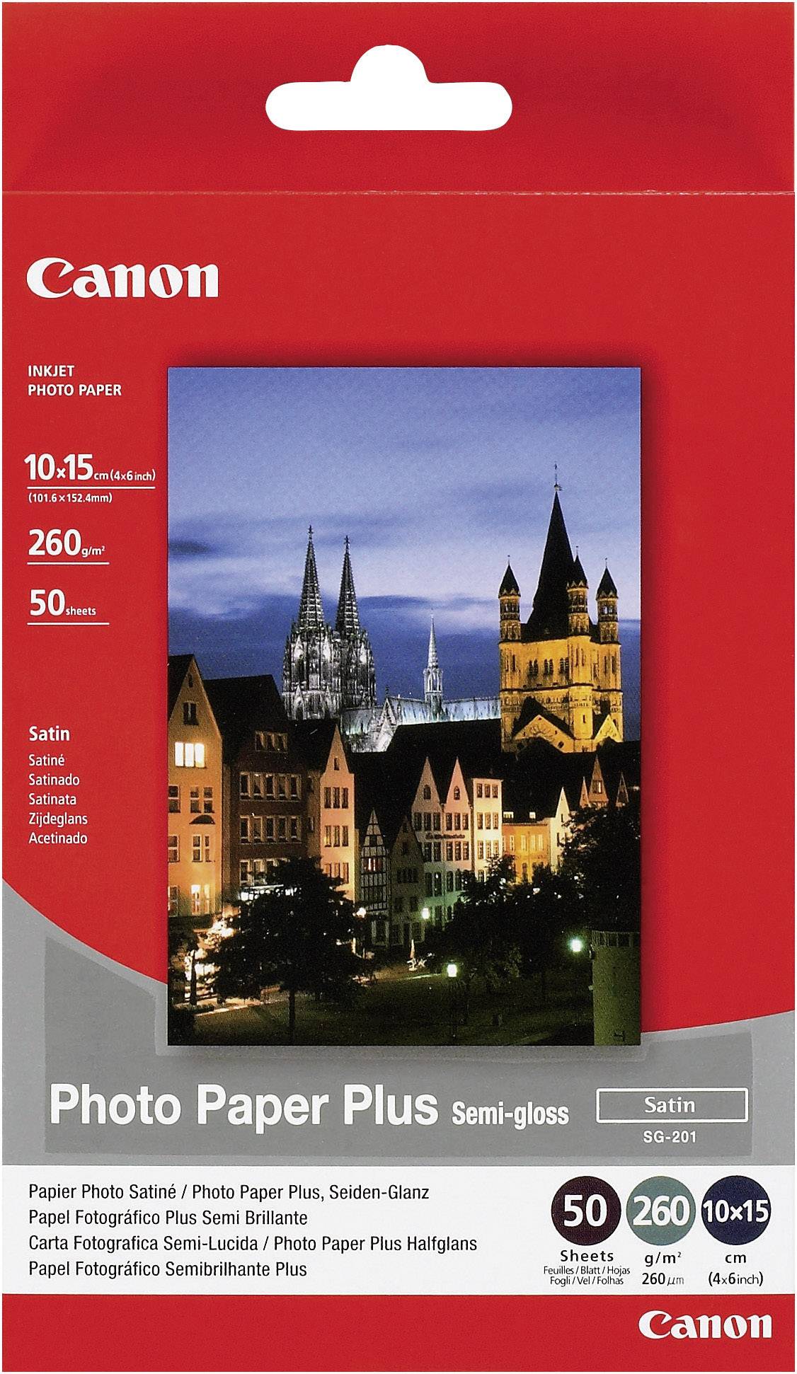 Canon Photo Paper Plus Semi-gloss SG-201 1686B015 Photo paper 10 x 15 cm 260 g/m² 50 sheet Satin-gloss
