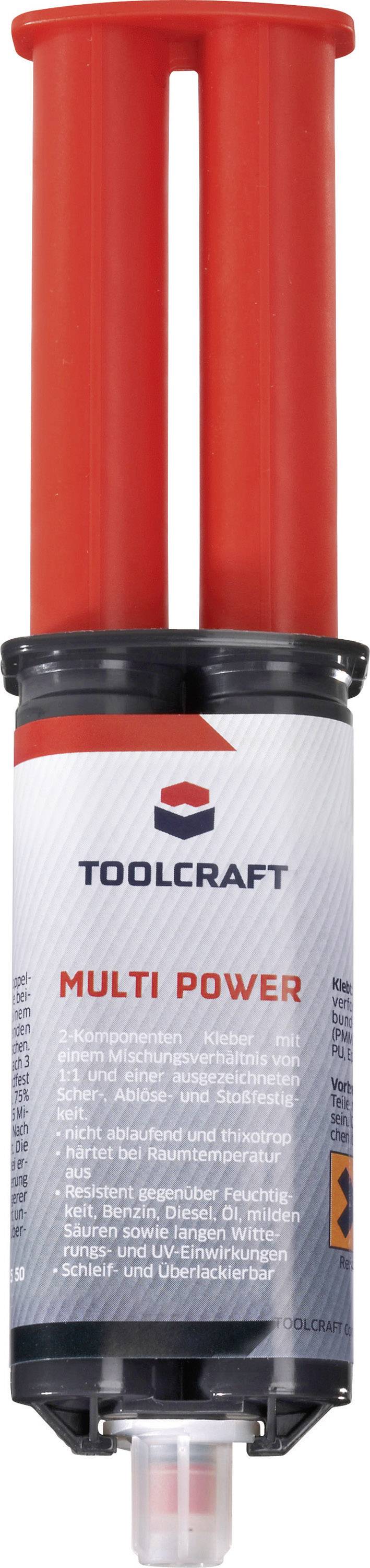 A red cartridge press with a white 'Toolcraft' brand label that reads 'MULTI POWER'.
