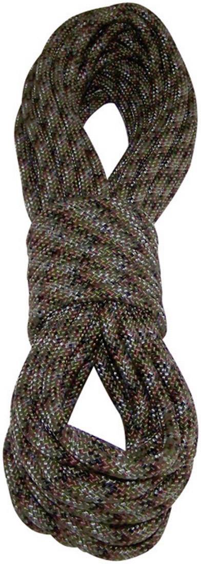 A rope tied in a loop, showing a dense, braided structure.