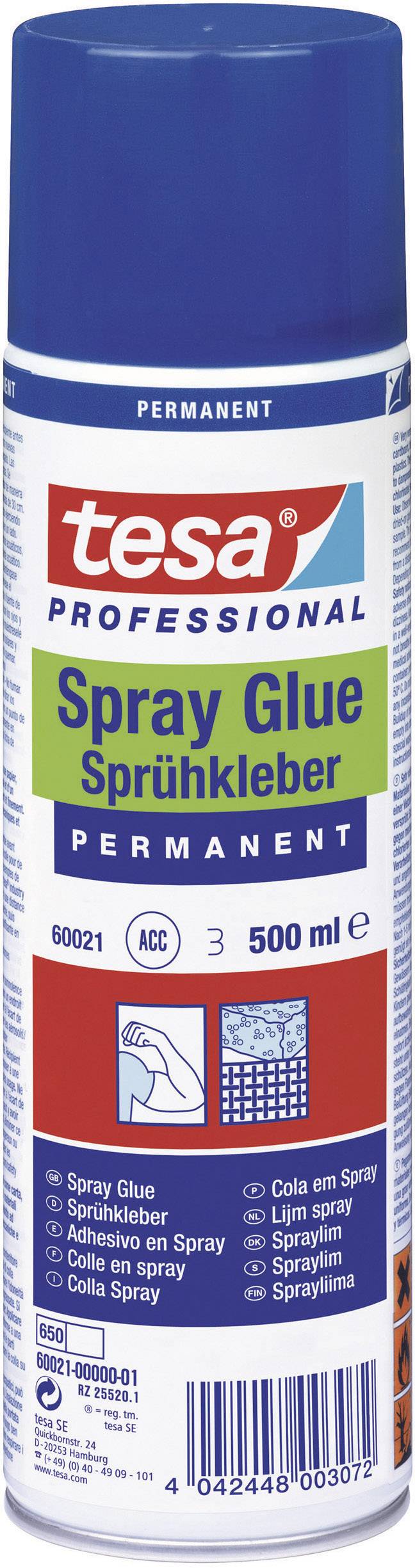 Tesa Professional spray adhesive in a blue can, 500 ml, permanent