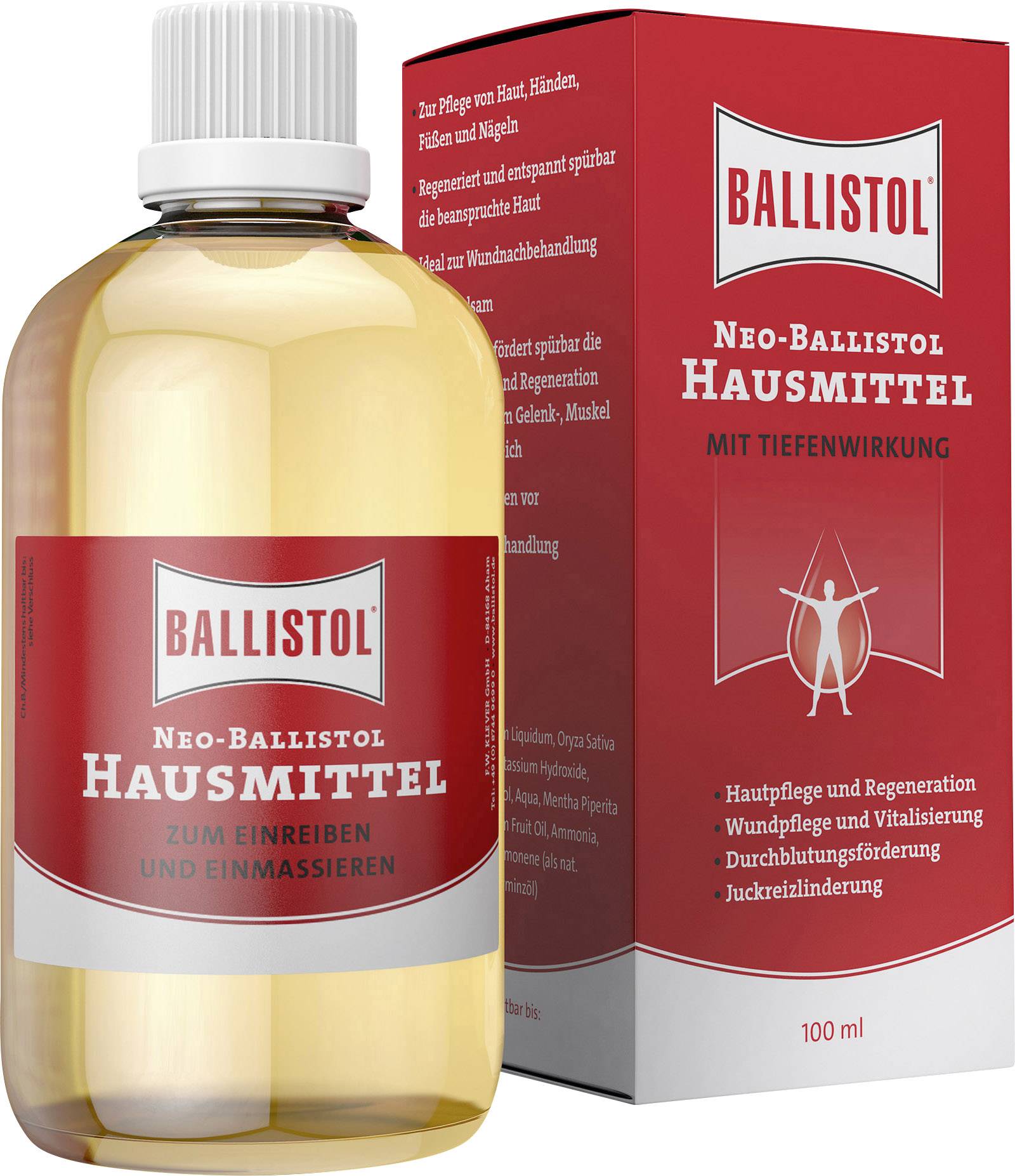 'Neo-Ballistol Remedy' Bottle and Carton. 100 ml. For Skin Care, Wound Treatment, Regeneration, Revitalisation, Circulation Stimulation.