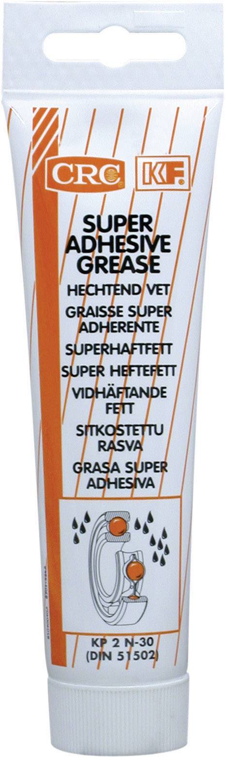 Tube of 'Super Adhesive Grease' by CRC KF. The packaging is white with orange accents and text in multiple languages.