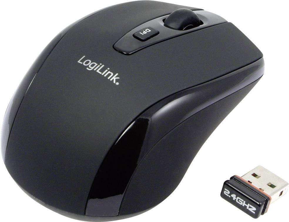 Wireless black computer mouse by LogiLink with 2.4 GHz USB receiver.