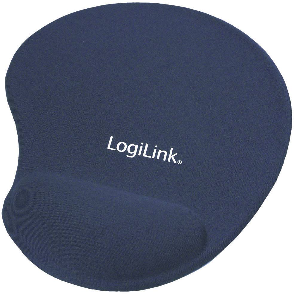 Black mouse mat from LogiLink with ergonomic wrist rest.