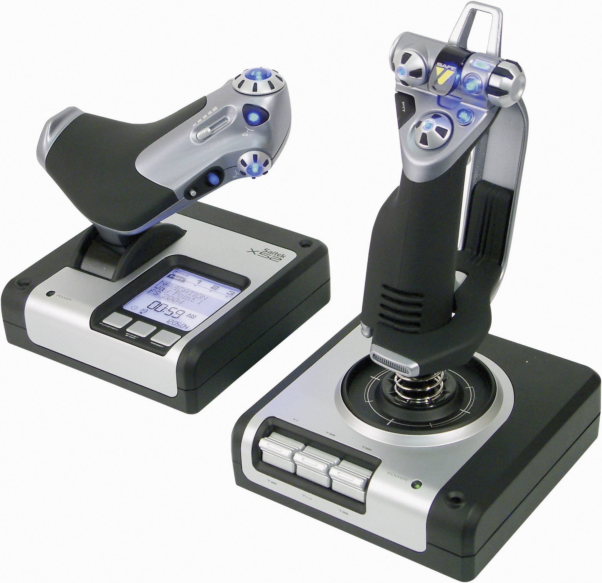 Logitech Gaming Saitek X52 Hotas Flight Control System PS28 Flight sim joystick USB PC Silver, Black