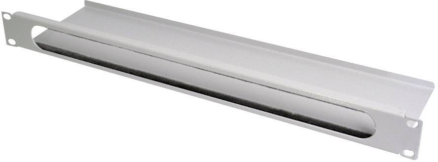 A silver-coloured cable trunking for mounting in a server rack.