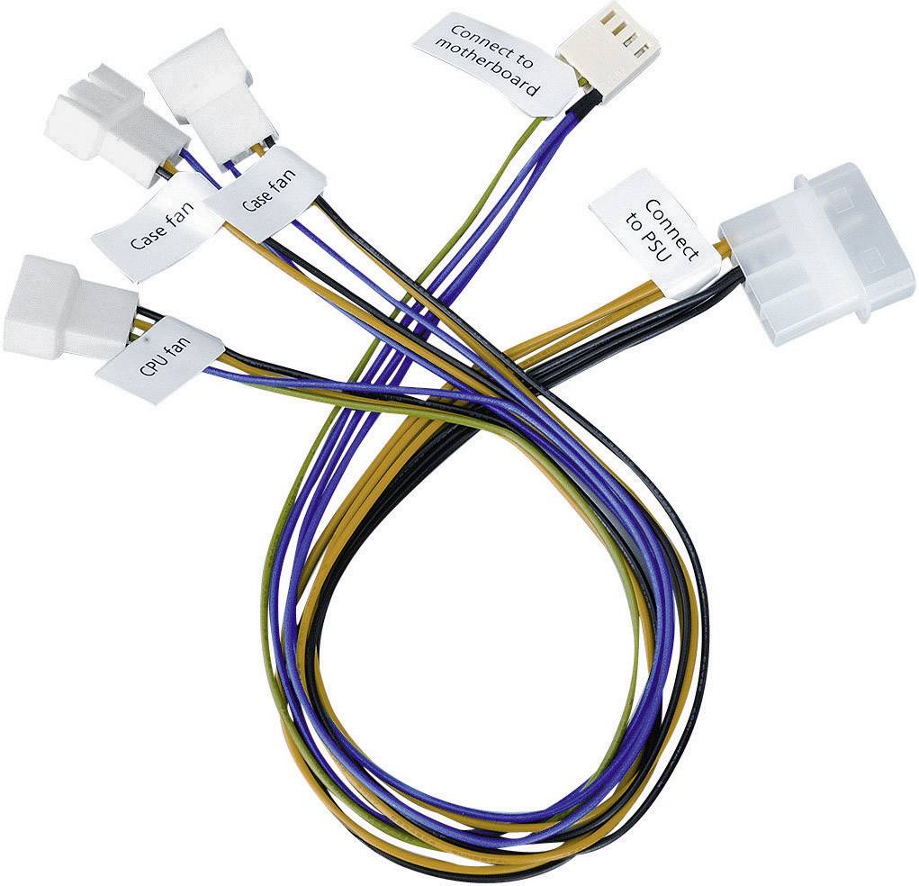 PC fan Cable [3x PC fan plug 3-pin, PC fan plug 4-pin - 1x IDE power plug 4-pin] 0.30 m Akasa