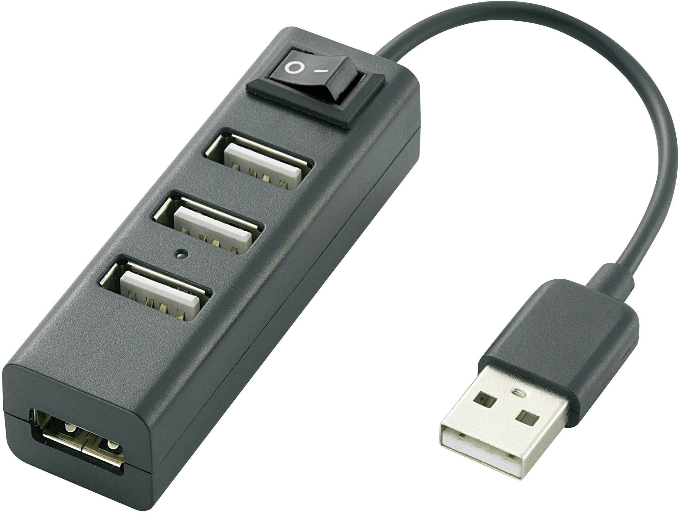 Renkforce Slim 4 ports USB 2.0 hub Black