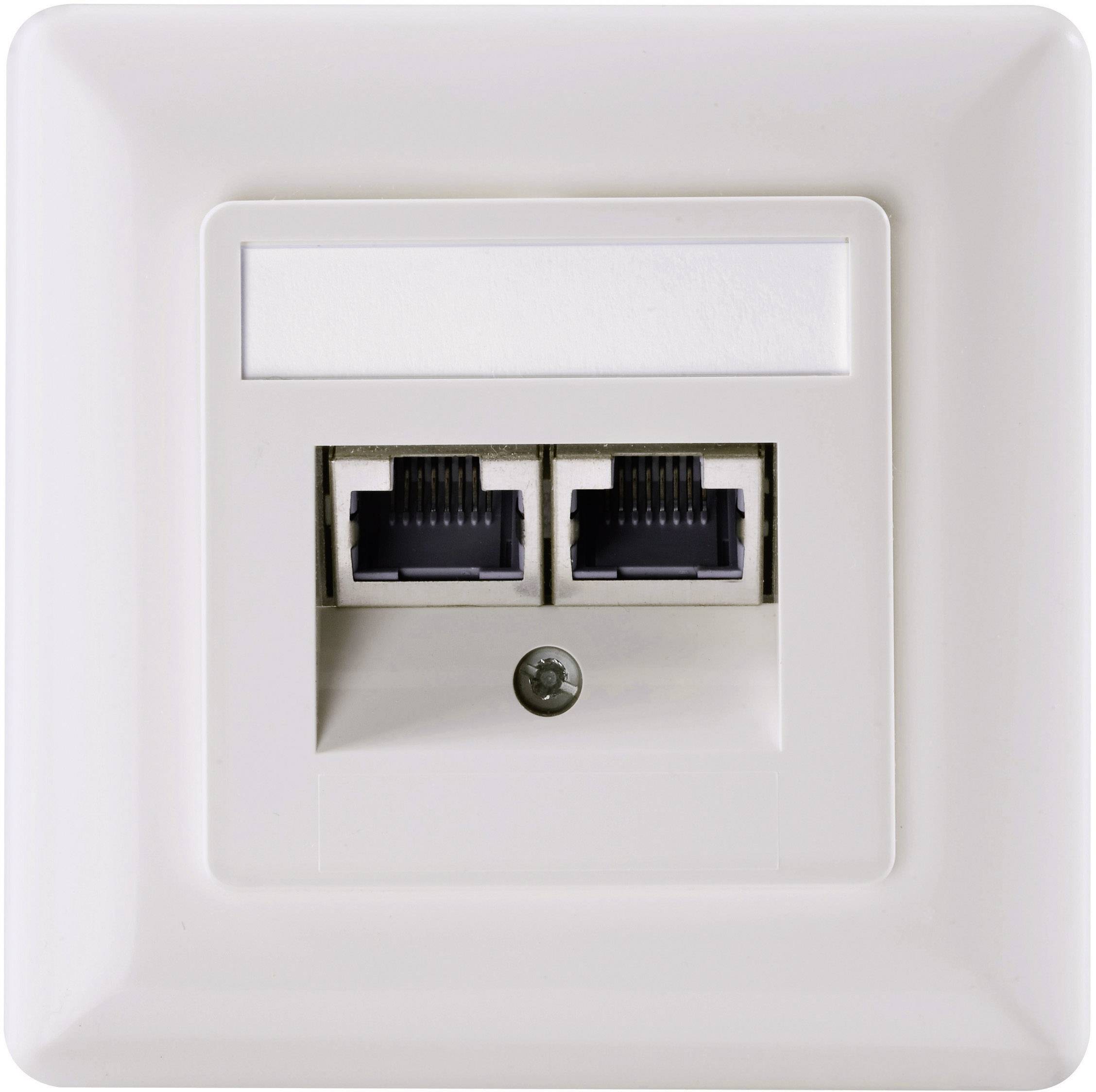 Setec 501286 Network outlet Flush mount Insert with main panel and frame CAT 5e 2 ports Oyster white