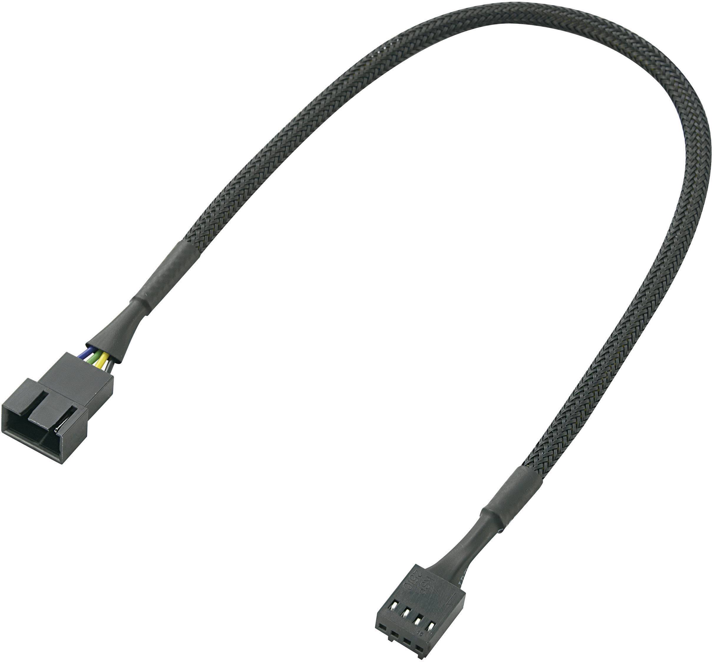 PC fan Cable extension [1x PC fan plug 4-pin - 1x PC fan socket 4-pin] 0.30 m Black Akasa