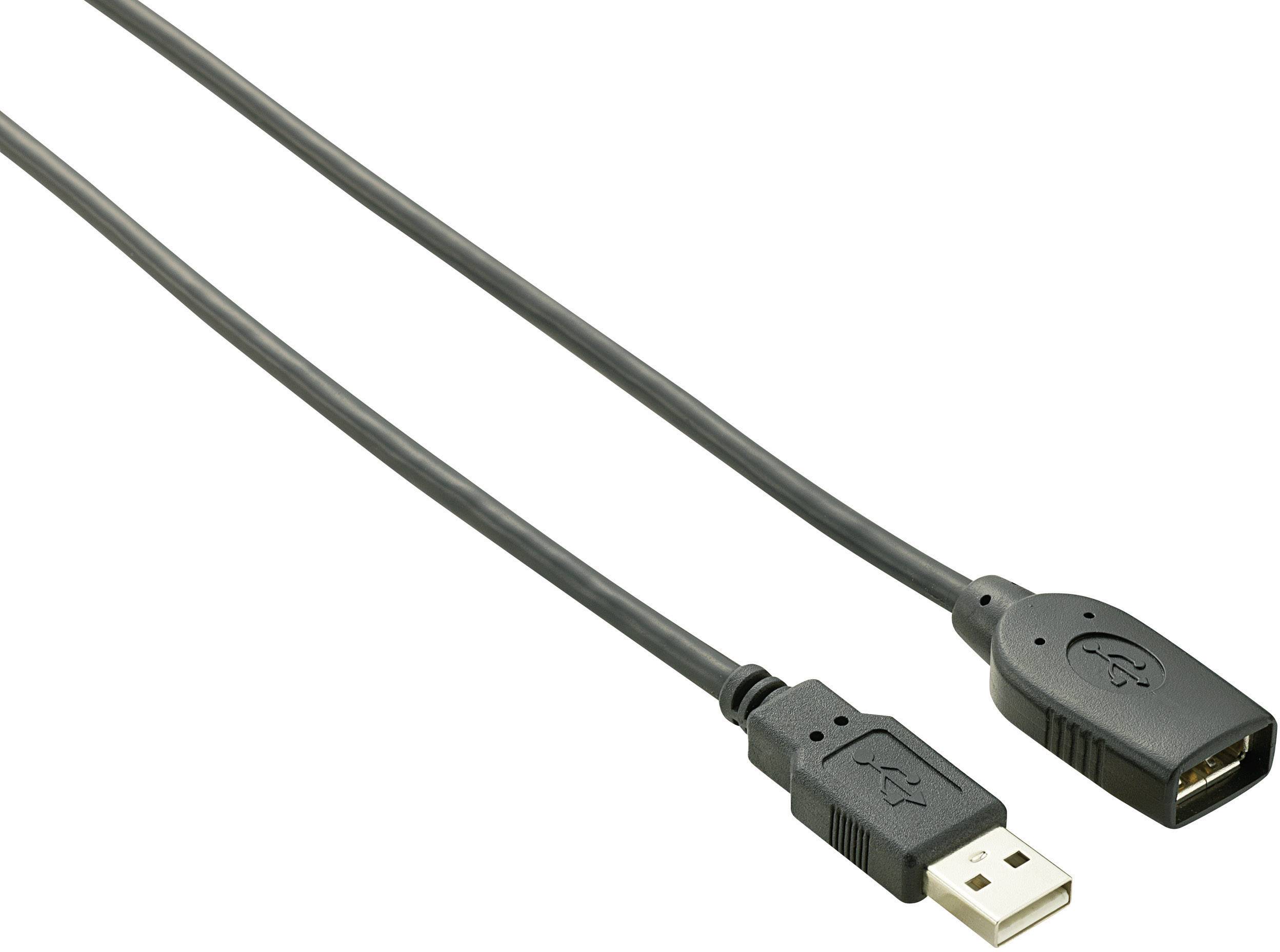 A black USB extension cable with a standard USB-A plug on one side and a USB-A socket on the other side.