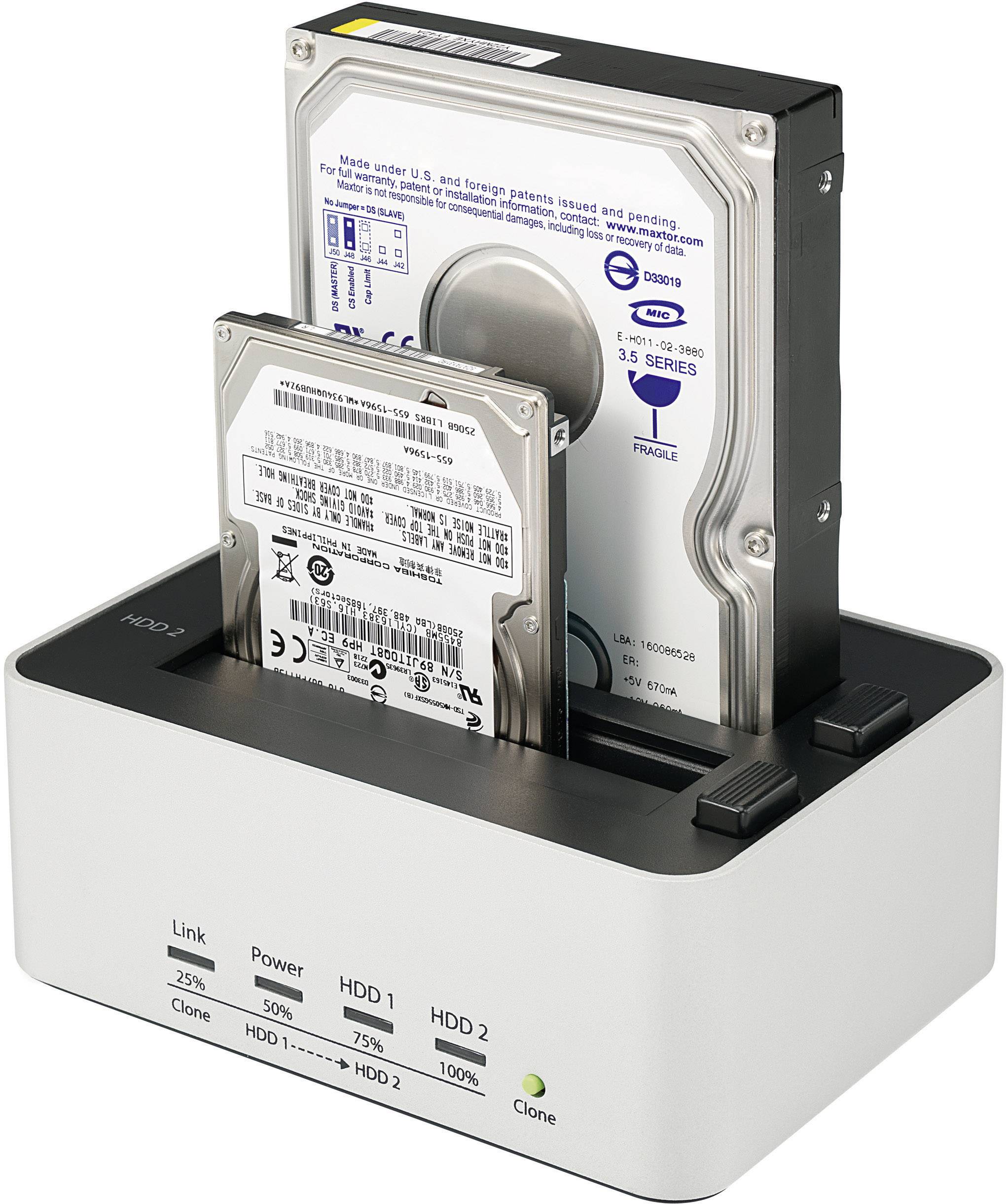 USB 3.2 1st Gen (USB 3.0) SATA 2 ports HDD docking station Clone function