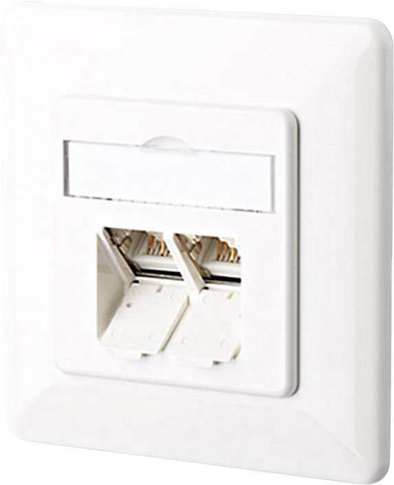 Metz Connect 130C381002-I Network outlet Flush mount Insert with main panel and frame CAT 6A 2 ports Pure white