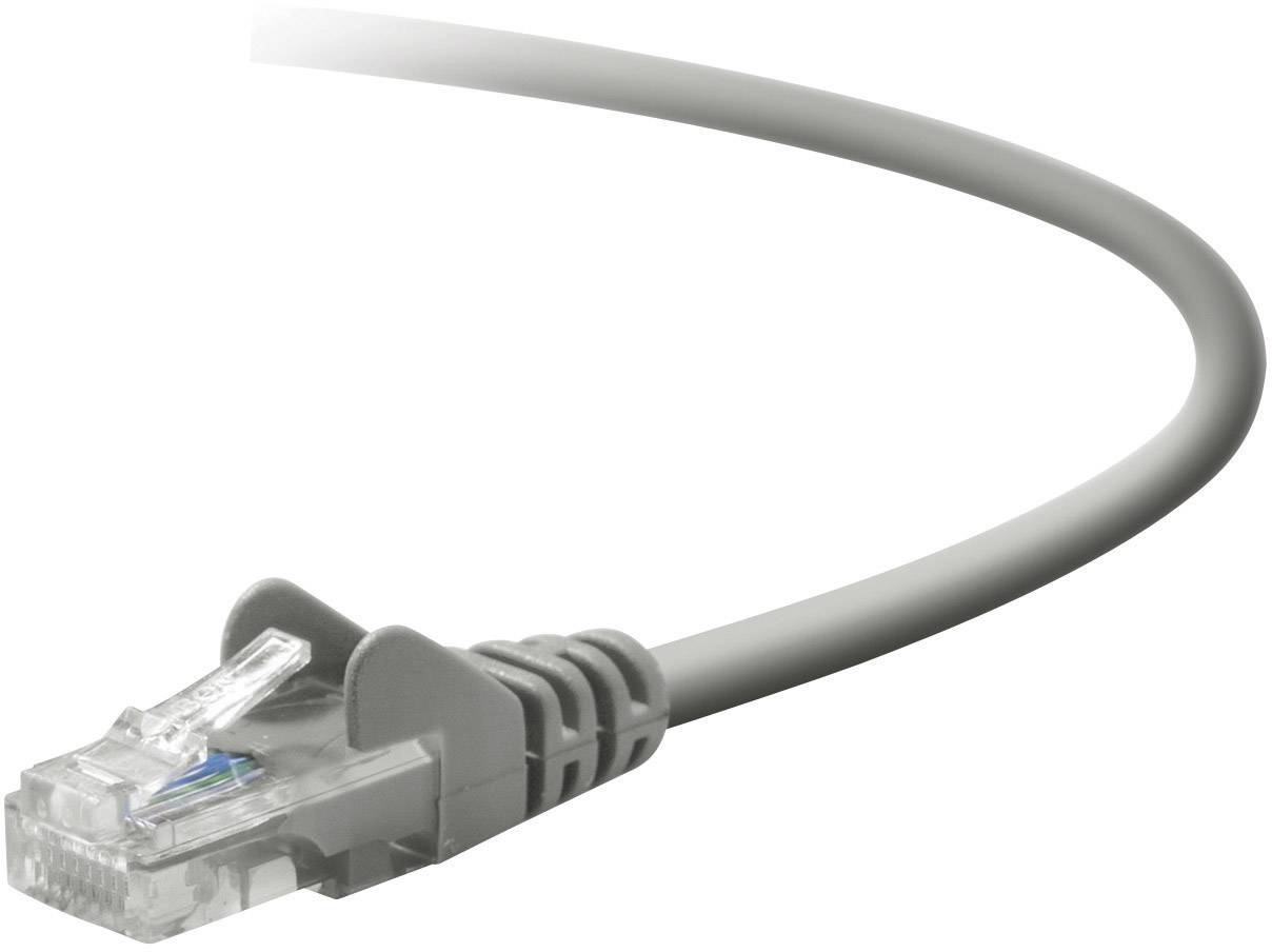 Belkin A3L791R01M-S RJ45 Network cable, patch cable CAT 5e U/UTP 1.00 m Grey incl. detent