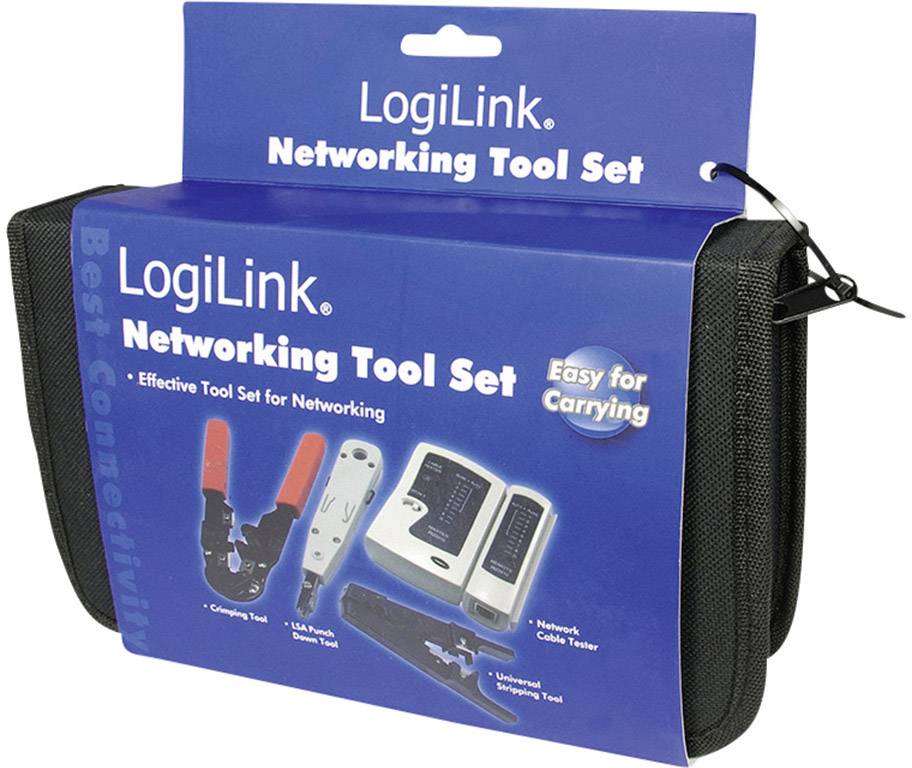 LogiLink Networking Tool Set: Includes crimping pliers, cable tester and wire stripping tool. Practical for network installations.