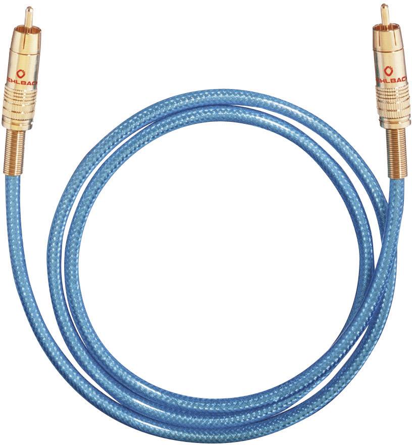 A blue, spiral-wound RCA cable with gold-plated connectors at both ends. Perfect for audio connections.