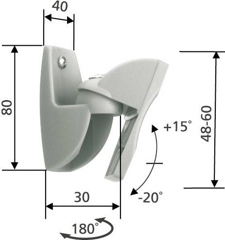 Loudspeaker wall holder, tilting swiveling Wall distance (max.): 3 cm 1 pair Vogel's VLB 500 silver