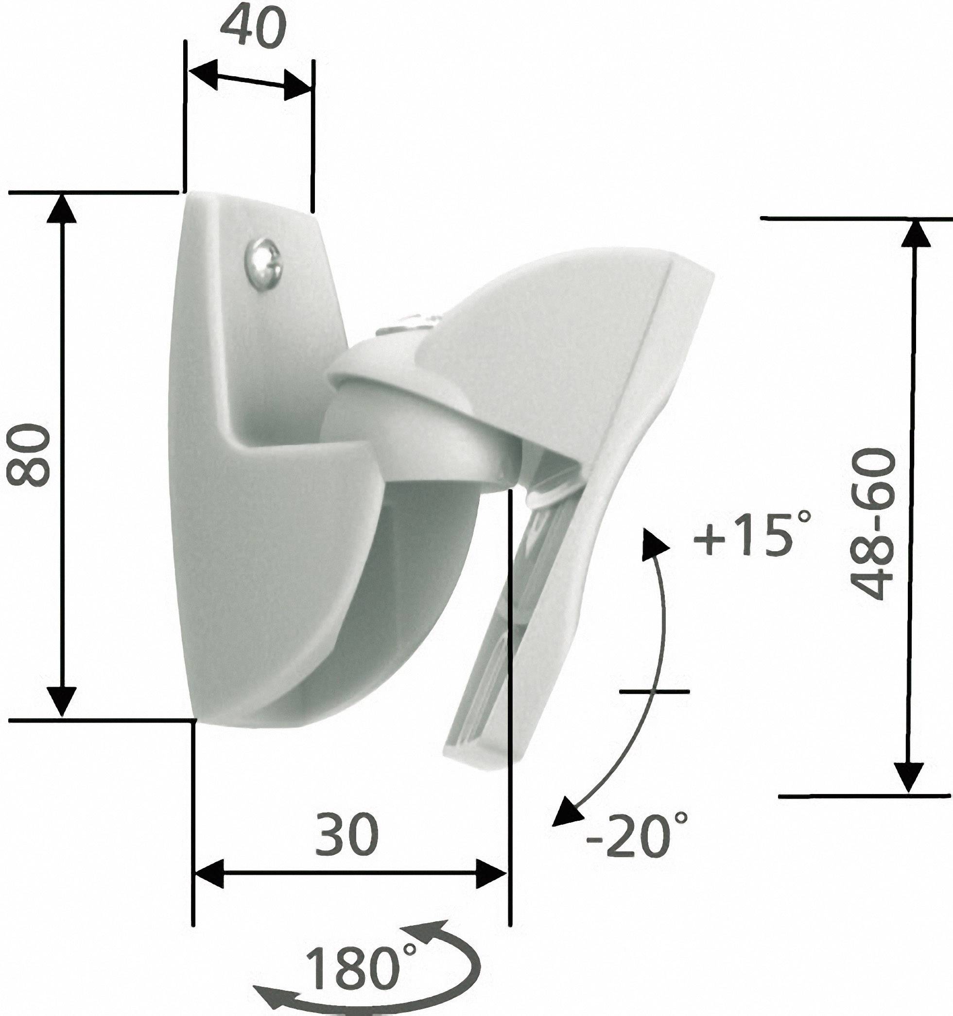 Loudspeaker wall holder, tilting swiveling Wall distance (max.): 3 cm 1 pair Vogel's VLB 500 silver